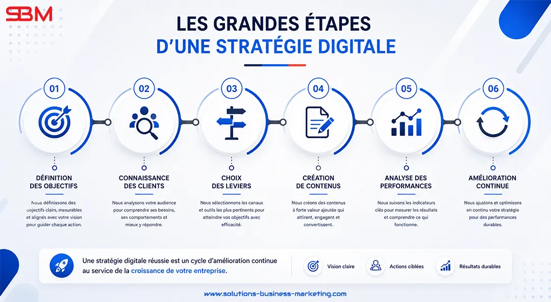 piliers-strategie-digitale Les principaux piliers d'une stratégie digitale efficace pour développer une entreprise.