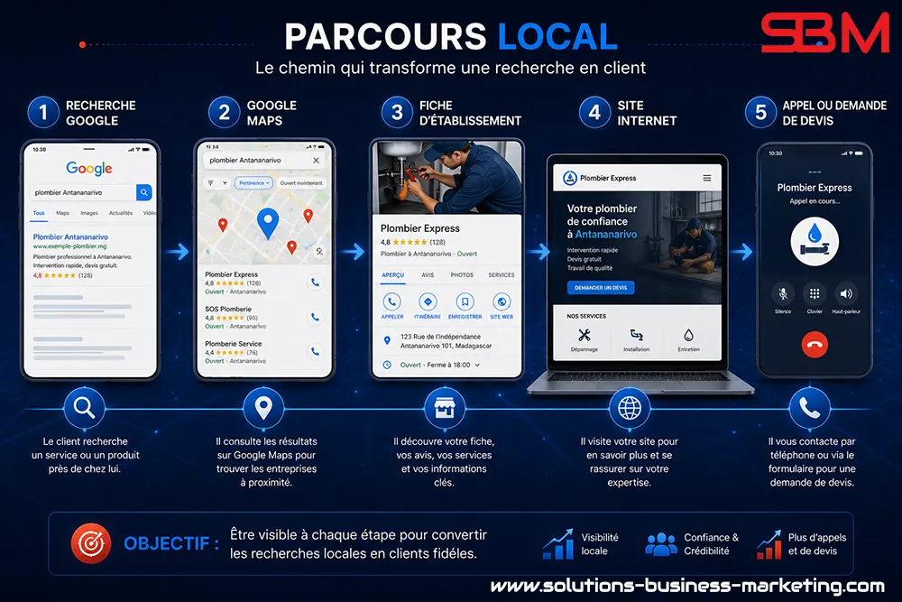 seo-local-visibilite-entreprise Parcours de la recherche locale d'un client