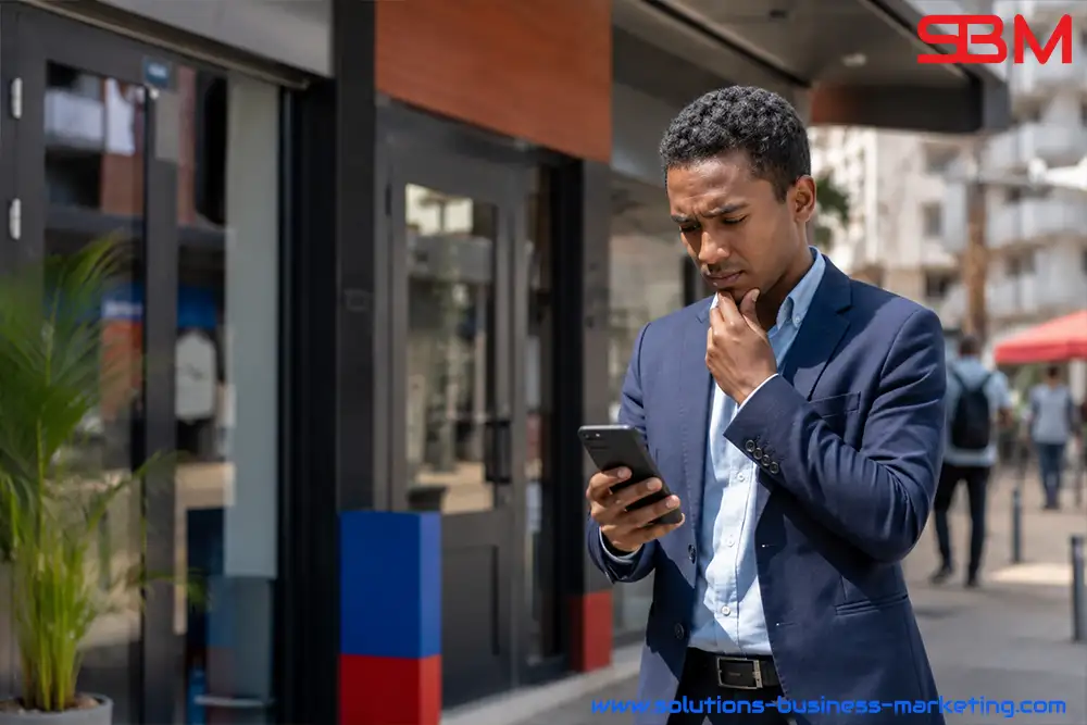Entrepreneur vérifiant la visibilité de son entreprise sur Google Maps