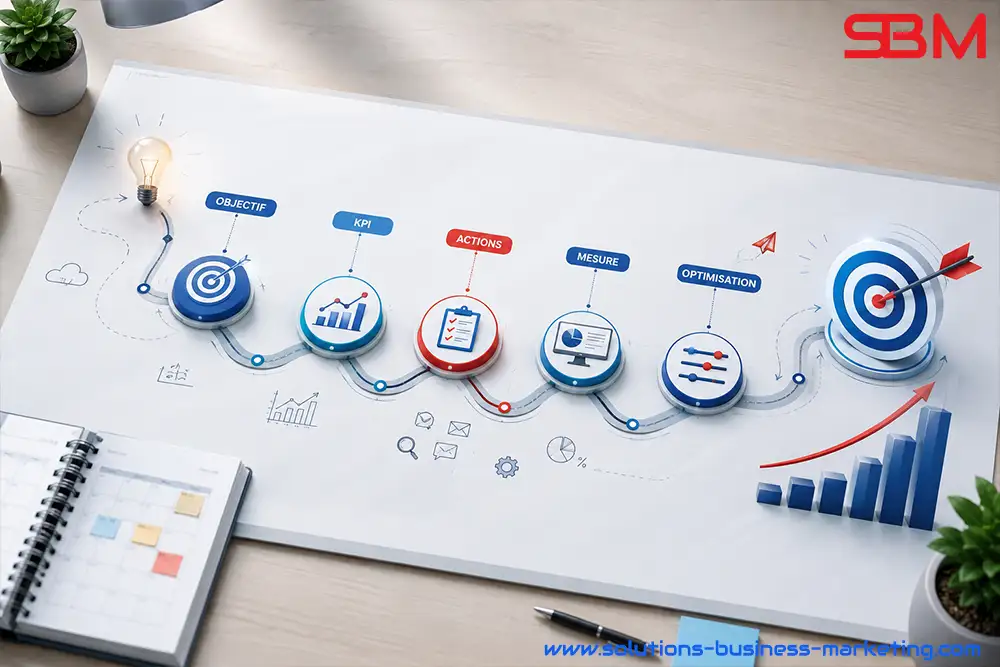 Roadmap pour définir des objectifs réalistes et mesurer une stratégie digitale.