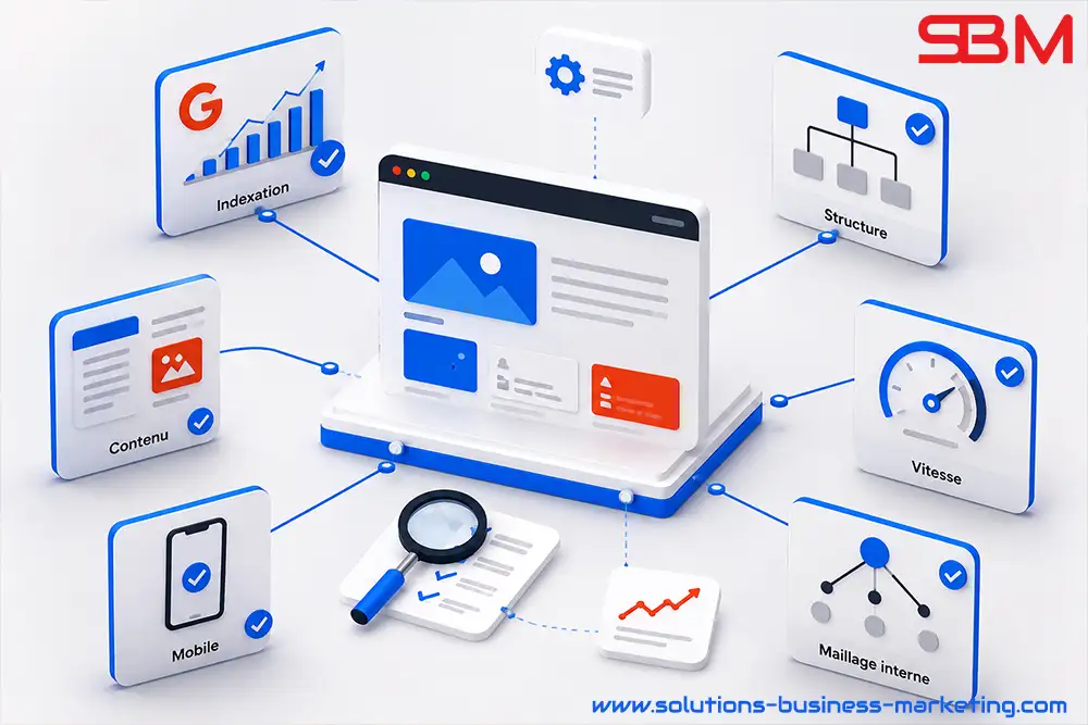 Illustration des principaux critères d'optimisation d'un site internet pour Google