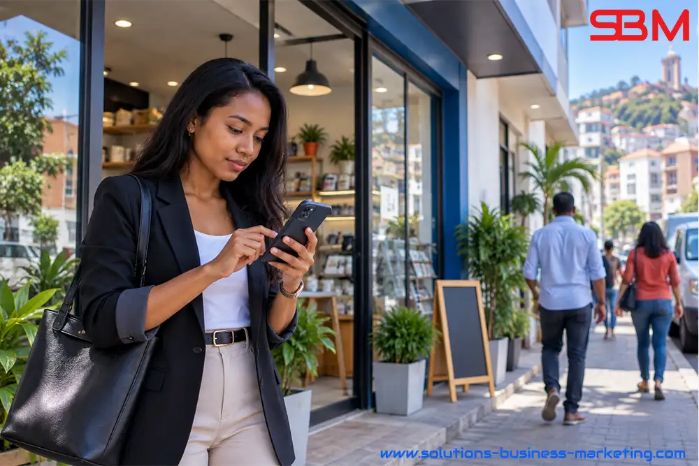 Entrepreneuse améliorant la visibilité locale de son entreprise