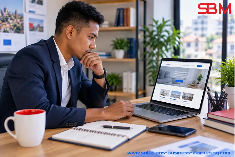 Professionnel analysant un site internet pour améliorer son taux de conversion