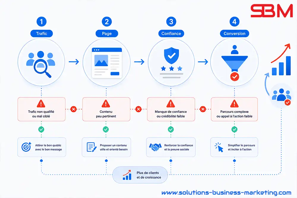 Les principaux points à analyser lorsqu'un site reçoit du trafic mais peu de prospects Les principaux points à analyser lorsqu'un site reçoit du trafic mais peu de prospects