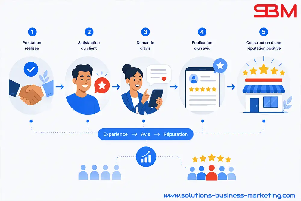 Parcours client permettant d'obtenir davantage d'avis Google pour une entreprise Parcours client permettant d'obtenir davantage d'avis Google pour une entreprise